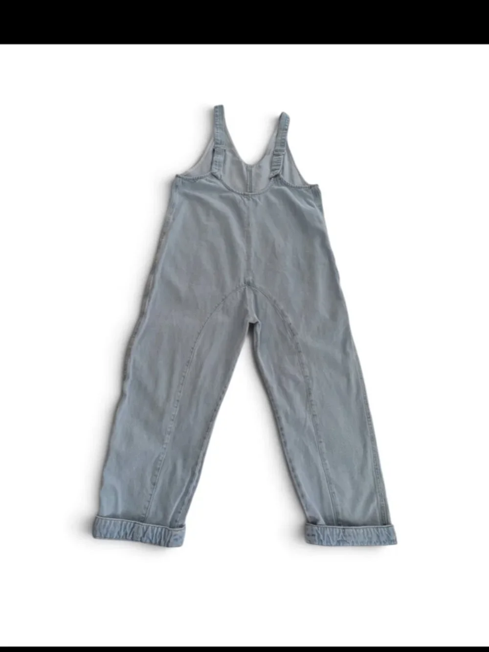 Free People Light Gray Denim Jumpsuit